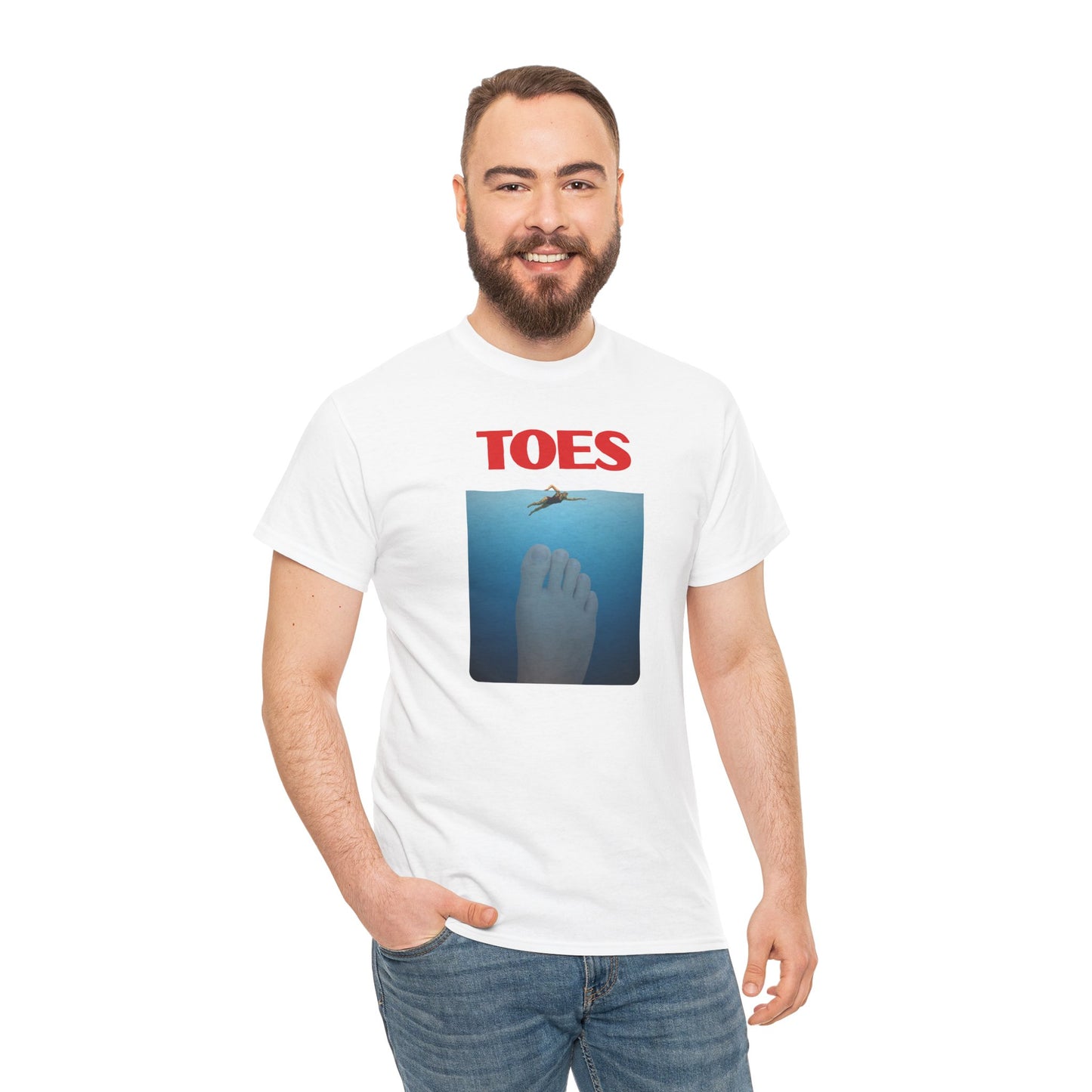 "Toes" (Jaws) Funny Unisex Heavy Cotton Tee